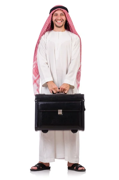 Arab man with luggage on white — Stock Photo, Image