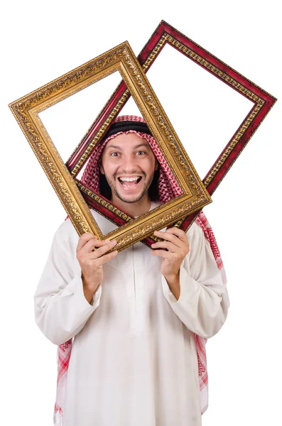 Араб з картинкою на білому — стокове фото