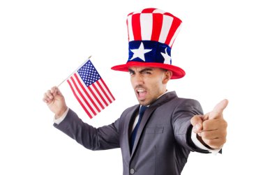 adam Amerikan bayrağı ve şapka