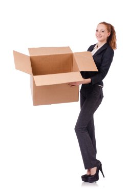 kadın iş kadını beyaz kutular