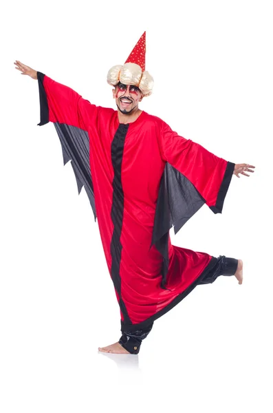 Wizard in red costume isolated on white — Stock Photo, Image