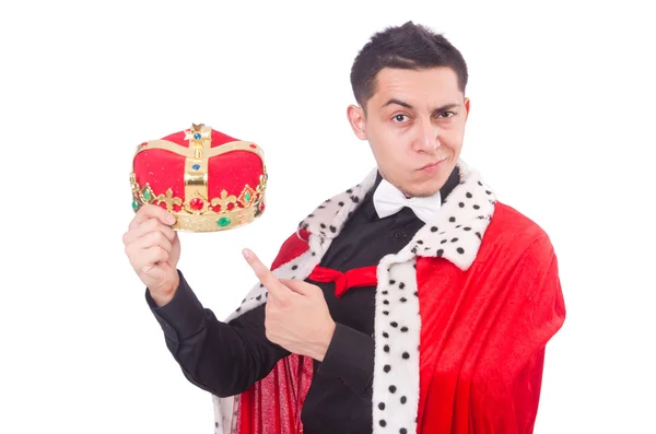 Homme d'affaires avec couronne isolé sur blanc — Photo