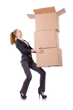 kadın iş kadını beyaz kutular