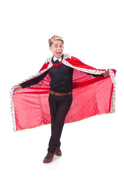 Taçlı bir iş adamı beyazlar içinde.