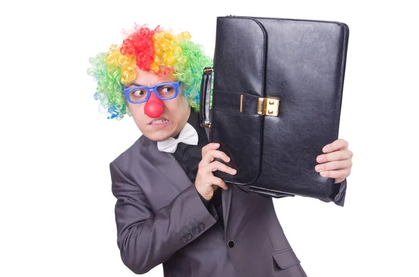 Clown Geschäftsmann isoliert auf weiß — Stockfoto