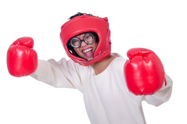 Lustige Boxer isoliert auf weiß — Stockfoto