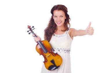 Beyaz kemanlı genç kız.