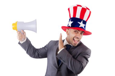 adam hoparlör ve Amerikan şapka