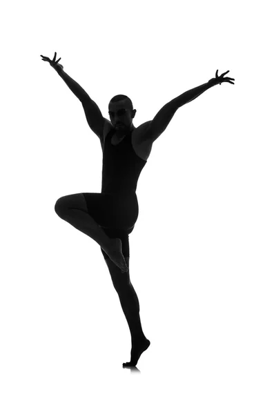 Silhouette di ballerino maschio isolato su bianco — Foto Stock