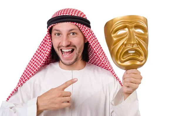 Arab in hypocrisy concept on white — Stock Photo, Image