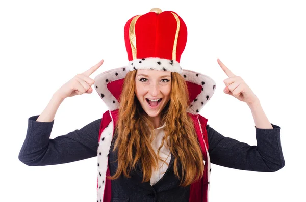 Woman queen isolated on the white background — Stock Photo, Image