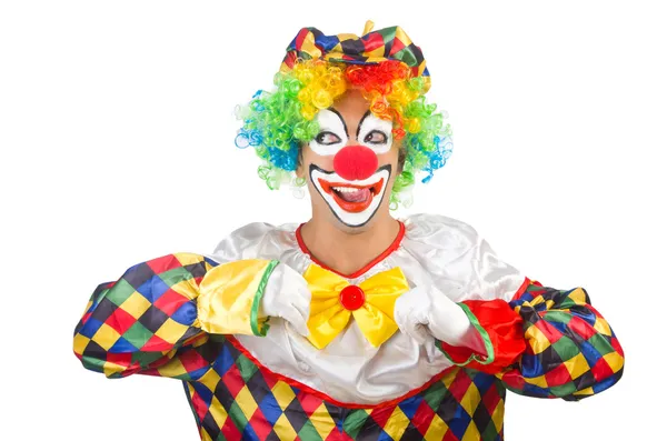 Lustiger Clown isoliert auf weiß — Stockfoto