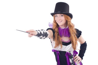 Sihirbaz kadın beyaz değnekle