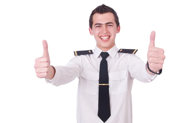 Молодой пилот изолирован на белом — стоковое фото