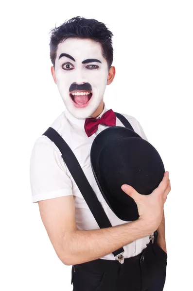 Personifizierung von Charlie Chaplin auf Weiß — Stockfoto