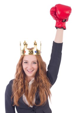 Kraliçe boksör işkadını beyaz izole