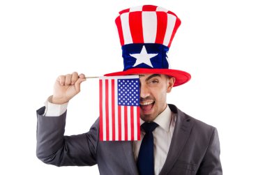 adam Amerikan bayrağı ve şapka