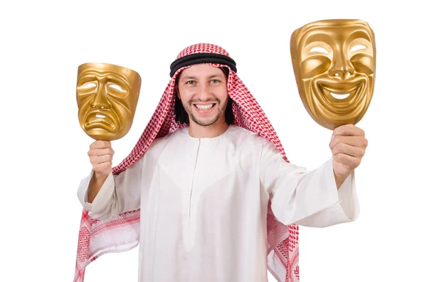 Arab in hypocrisy concept on white — Stock Photo, Image