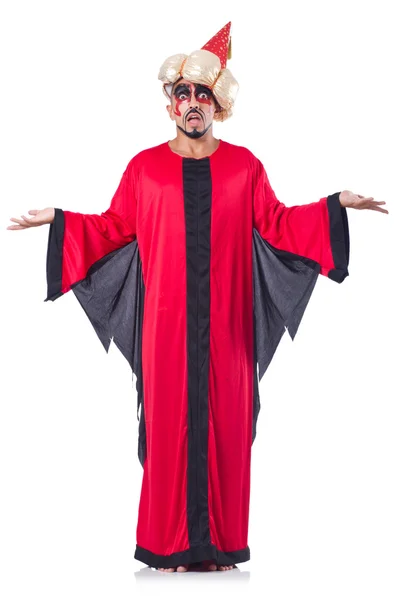 Wizard in red costume isolated on white — Stock Photo, Image