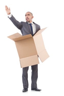 işadamı üzerinde beyaz izole kutusu
