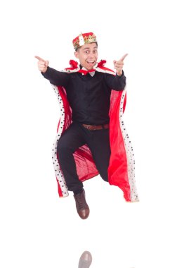 Taçlı bir iş adamı beyazlar içinde.