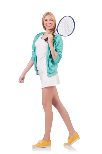 Tenis raquet olan kadın — Stok fotoğraf