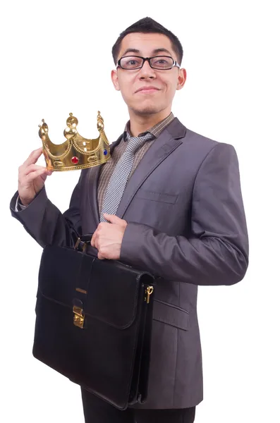 King businessman isolated on white — Stock Photo, Image