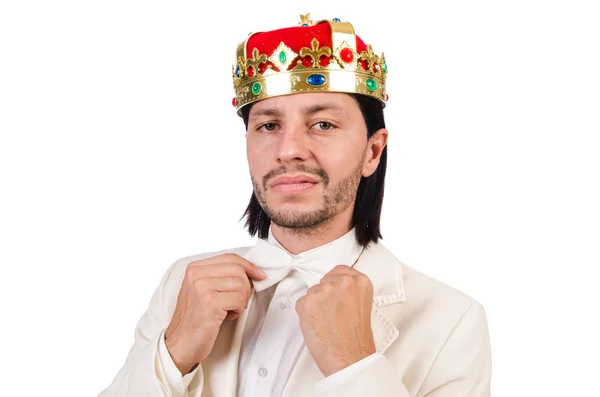 Funny king in white suit — Stock Photo, Image