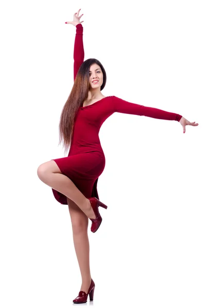 Mulher dançando isolado no branco — Fotografia de Stock