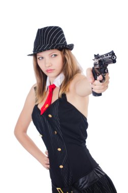 Kadın gangster beyazda izole edilmiş