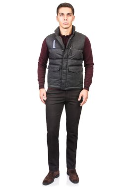adam beyaz izole moda bakmak