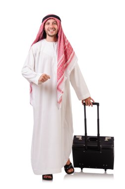 Beyaz valizli bir Arap.