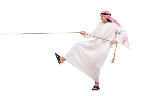 Арабські в перетягування каната концепції на білому — стокове фото