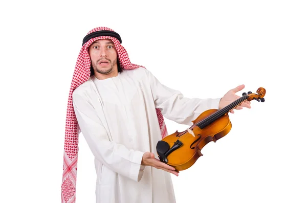 Hombre árabe jugando violando en blanco — Foto de Stock