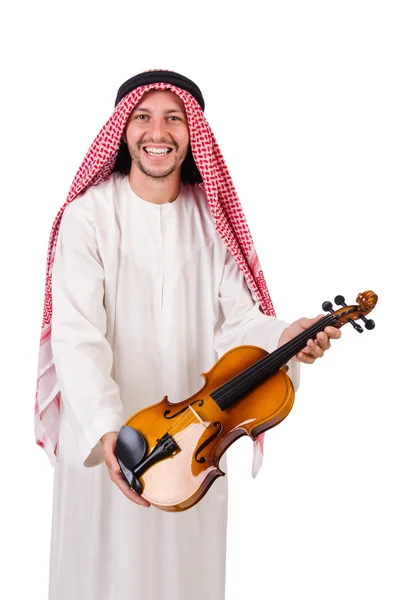 Arab man playing violing on white — Stock Photo, Image