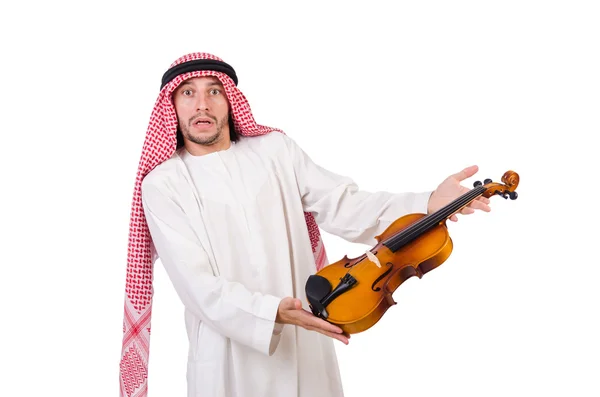 Arab man playing violing on white Stock Photo