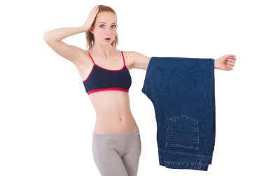 Diyet konusunda geniş kotlu bir kadın.