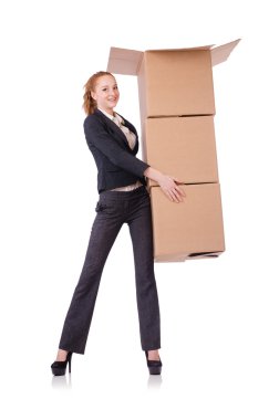 kadın iş kadını beyaz kutular