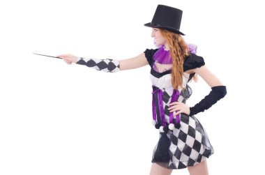 Sihirbaz kadın beyaz değnekle