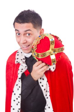 Taçlı bir iş adamı beyazlar içinde.