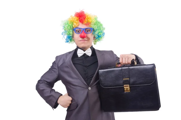 Clown affärsman isolerad på vitt — Stockfoto