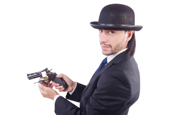 Man with gun isolated on the white — Stock Photo, Image