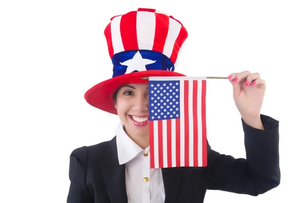 Woman businessman with american symbols — Stock Photo, Image