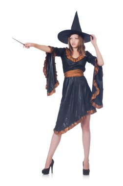 Beyaz arkaplanda izole cadı