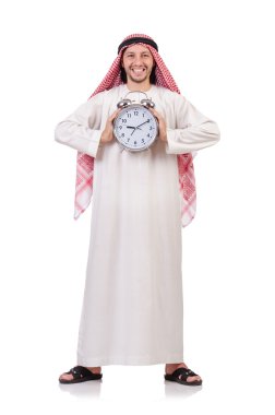 Arap adam beyaz üzerinde zaman kavramı
