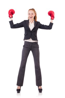 Beyaz eldivenli kadın iş kadını.