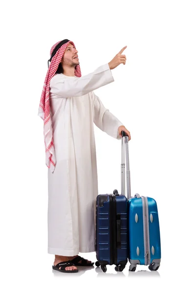 Hombre árabe con equipaje en blanco —  Fotos de Stock