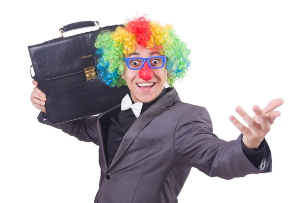 Clown zakenman geïsoleerd op wit — Stockfoto