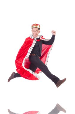 Taçlı bir iş adamı beyazlar içinde.