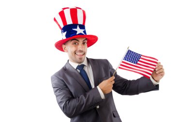 adam Amerikan bayrağı ve şapka